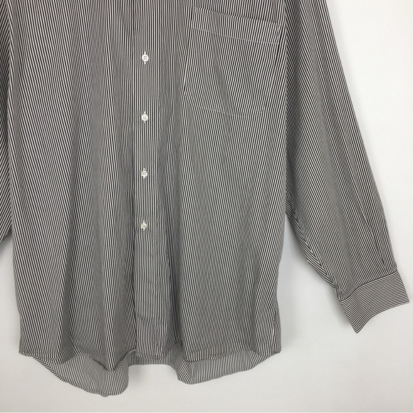 St. Croix Men Button Down Shirt Long Sleeve Black White Stripes Made In Italy XL - Picture 3 of 9